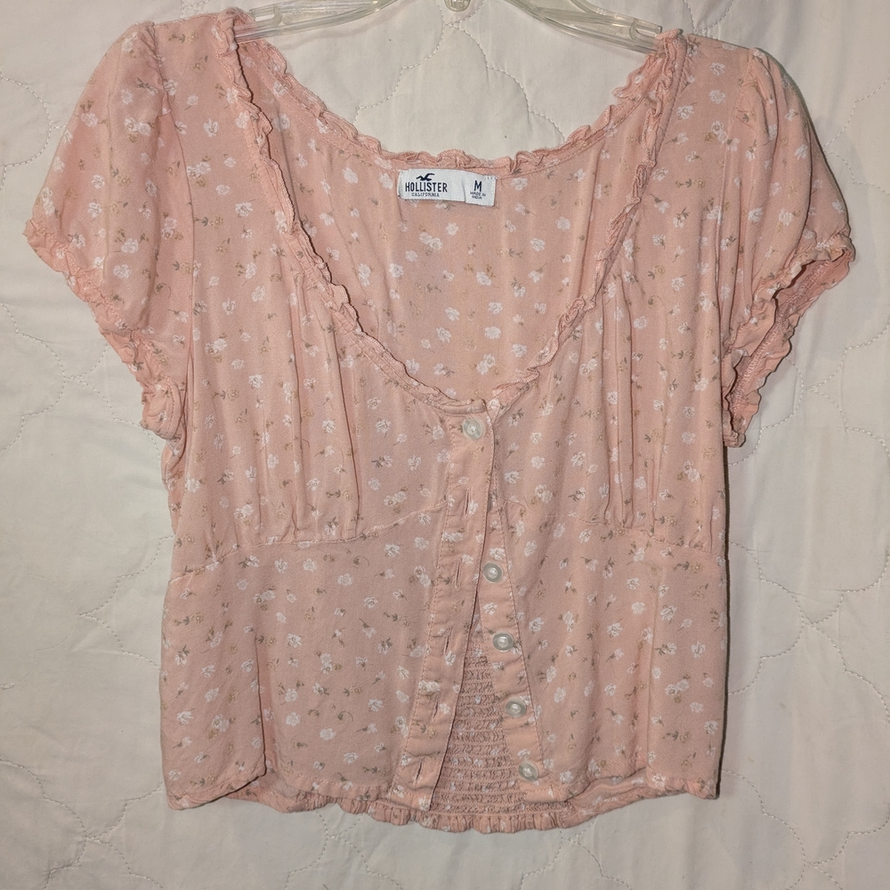 Hollister Pink Floral Button-Up Blouse